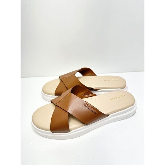 Cole Haan Sandals Womens Size 8.5B Grandpro Rally Criss Cross Slip On Slides - Picture 1 of 11